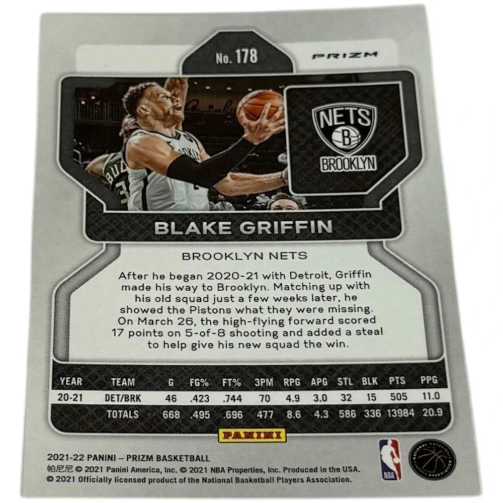 2021 Panini‎ Prizm Blake Griffin Brooklyn Nets Basketball Card No 178
